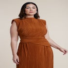 Draped Bodice Plisse Maxi Dress image number null