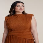 Draped Bodice Plisse Maxi Dress image number null
