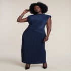 Draped Bodice Plisse Maxi Dress image number null