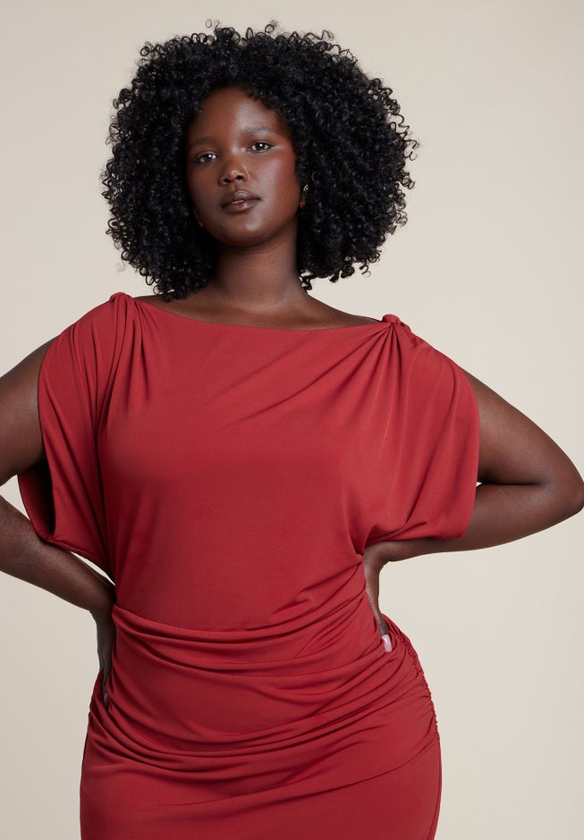 Shoulder Knot Knit Midi Dress image number 2