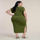 Shoulder Knot Knit Midi Dress image number null