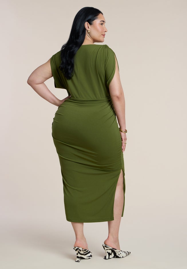 Shoulder Knot Knit Midi Dress image number 1