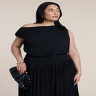 Draped One-Shoulder Maxi Dress image number null