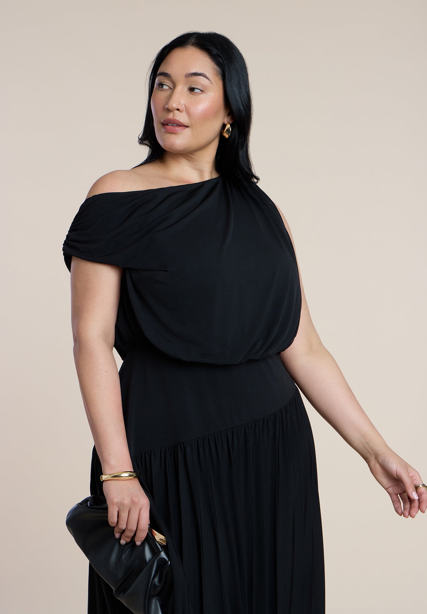 Draped One-Shoulder Maxi Dress image number 3