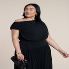 Draped One-Shoulder Maxi Dress image number null