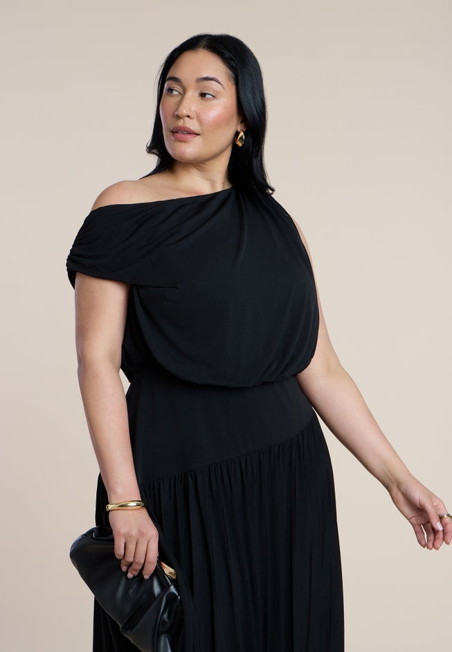 Draped One-Shoulder Maxi Dress image number 3