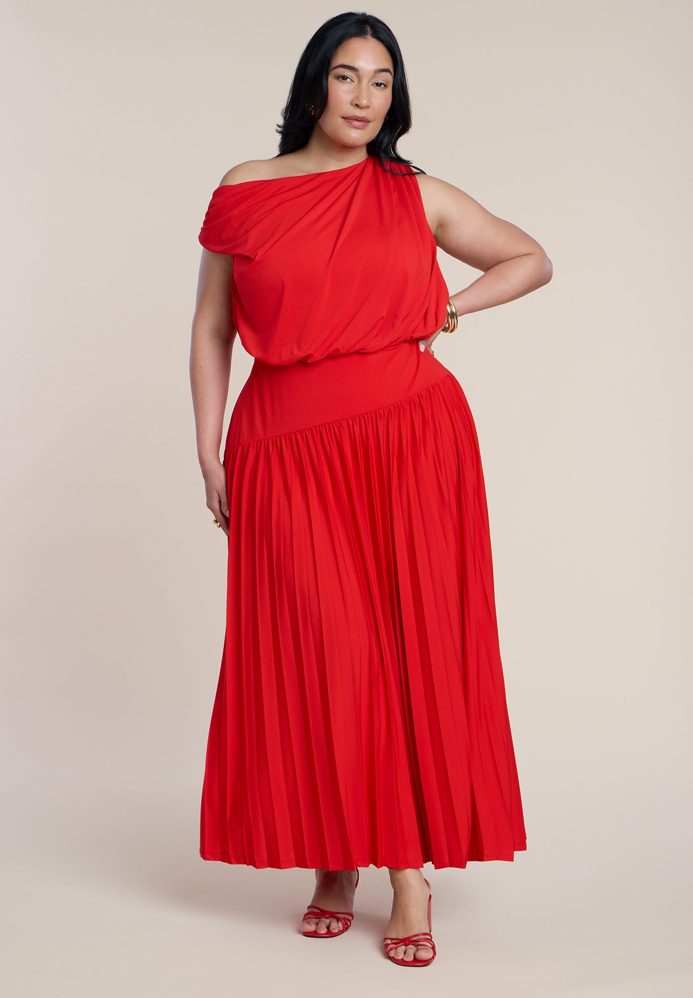 Draped One-Shoulder Maxi Dress image number 0