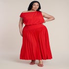 Draped One-Shoulder Maxi Dress image number null