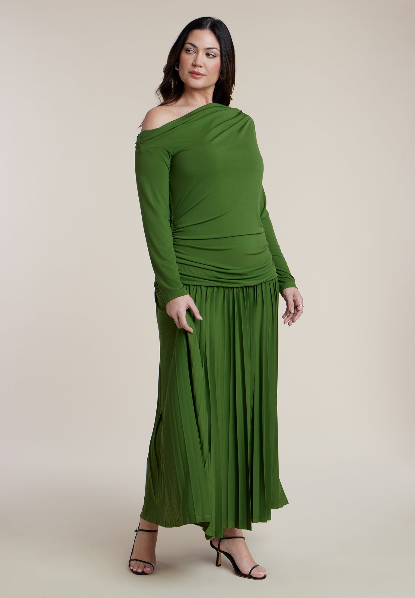 Long Sleeve Drop Waist Maxi Dress image number 1