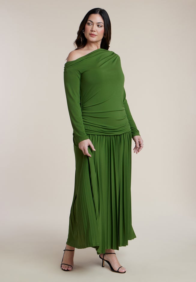 Long Sleeve Drop Waist Maxi Dress image number 1