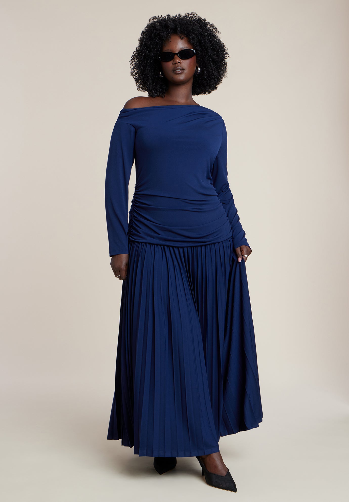 Long Sleeve Drop Waist Maxi Dress image number 3