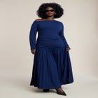 Long Sleeve Drop Waist Maxi Dress image number null