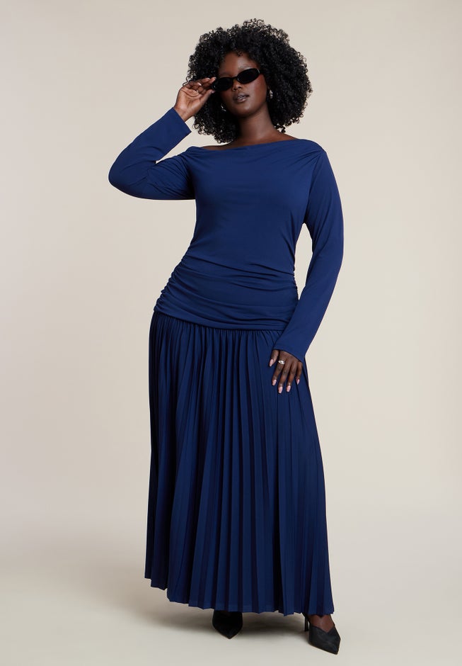 Long Sleeve Drop Waist Maxi Dress image number 4