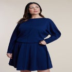 Elastic Waist Sweater Mini Dress image number null