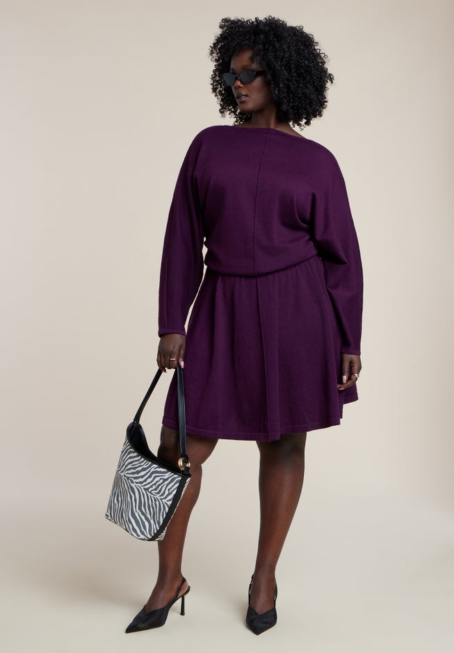 Elastic Waist Sweater Mini Dress image number 4