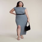 Short Sleeve Ribbed Sweater Maxi Dress image number null