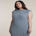Short Sleeve Ribbed Sweater Maxi Dress image number null