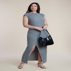 Short Sleeve Ribbed Sweater Maxi Dress image number null