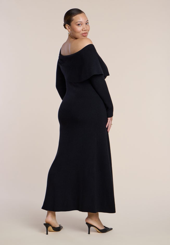 Off The Shoulder Sweater Midi Dress image number 1