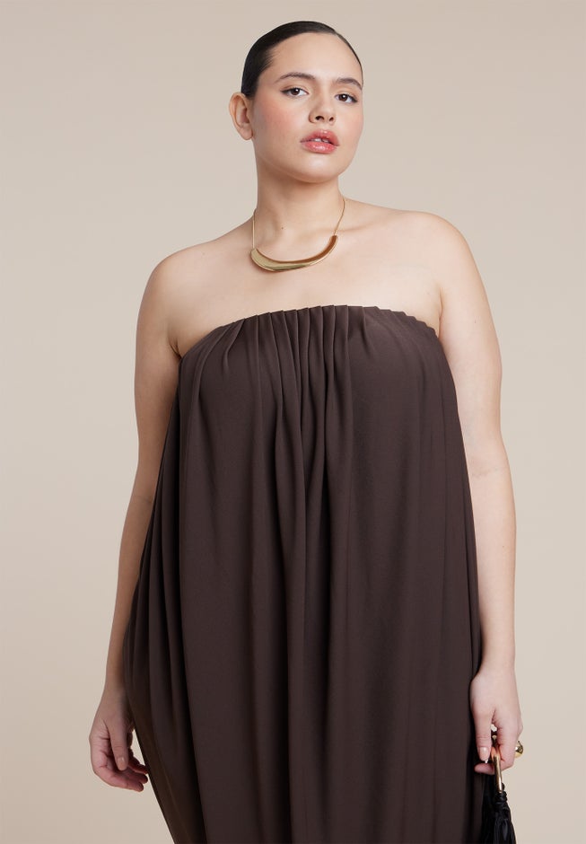 Strapless Draped Midi Dress image number 2