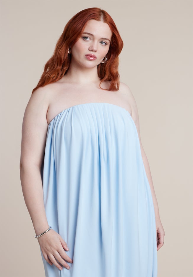 Strapless Draped Midi Dress image number 2