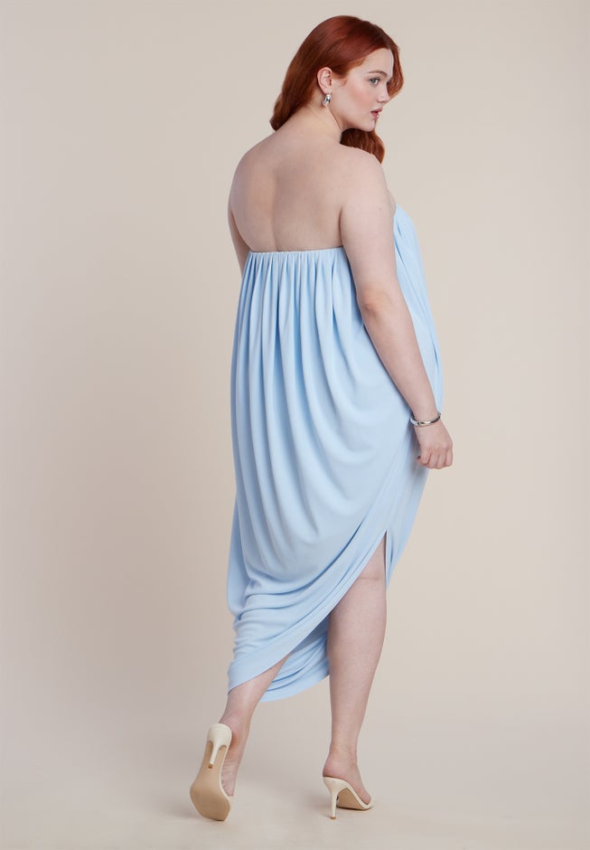 Strapless Draped Midi Dress image number 5