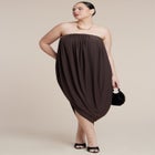 Strapless Draped Midi Dress image number null