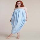 Strapless Draped Midi Dress image number null