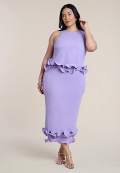 Ruffle Detail Column Maxi Dress