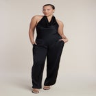 Halter Cowl Neck Satin Jumpsuit image number null