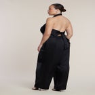 Halter Cowl Neck Satin Jumpsuit image number null