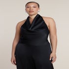 Halter Cowl Neck Satin Jumpsuit image number null