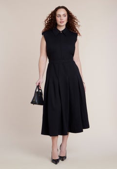 Ponte Sleeveless Midi Shirt Dress