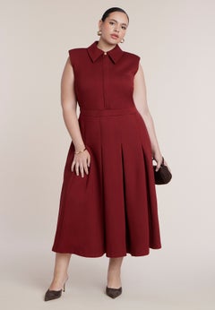 Ponte Sleeveless Midi Shirt Dress