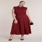Ponte Sleeveless Midi Shirt Dress image number 0