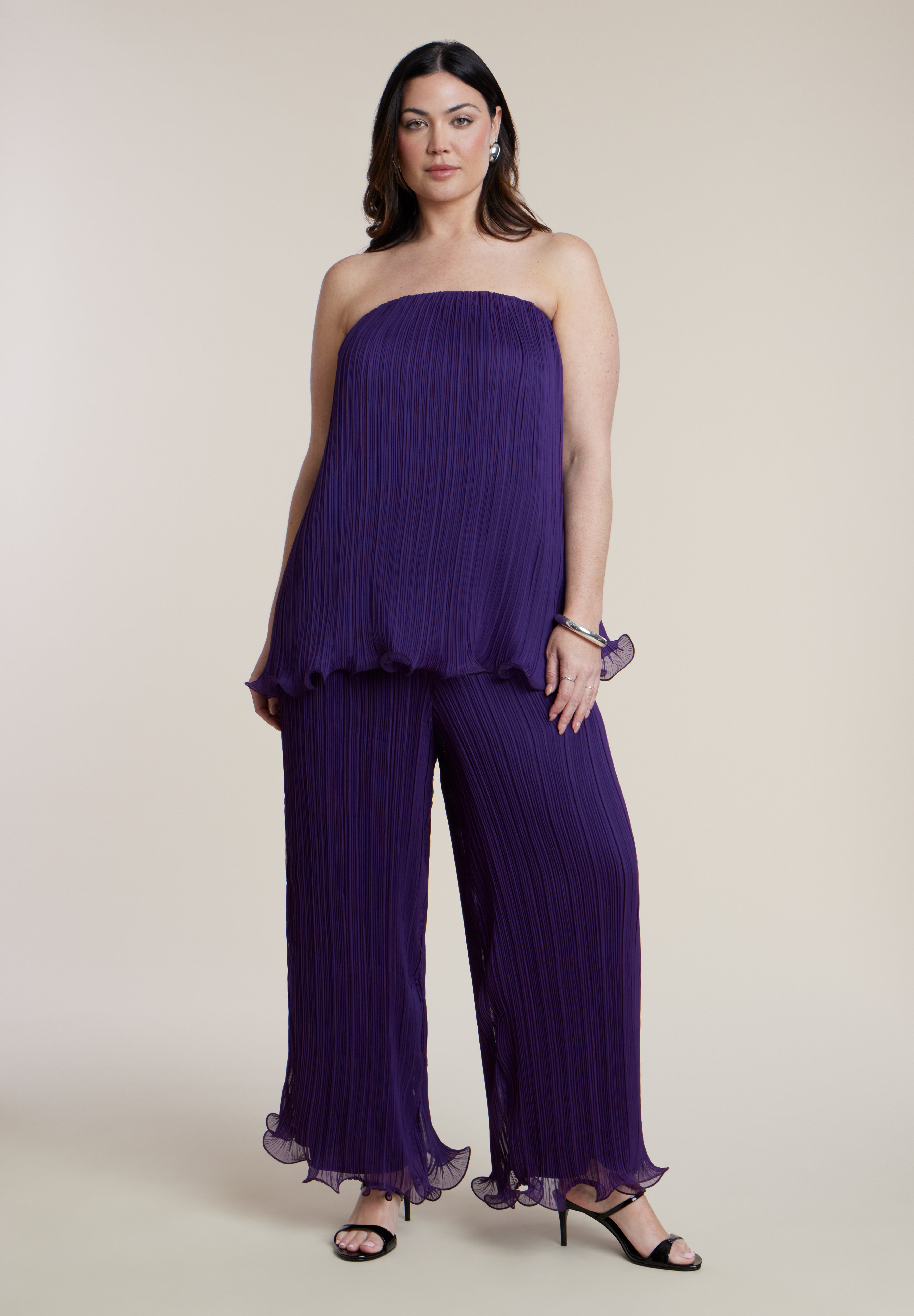 Wire Hem Pliss&eacute; Strapless Top image number 2