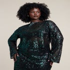 Boat Neck Sequin Crop Top image number null