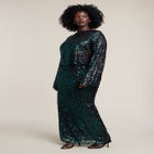 Boat Neck Sequin Crop Top image number null