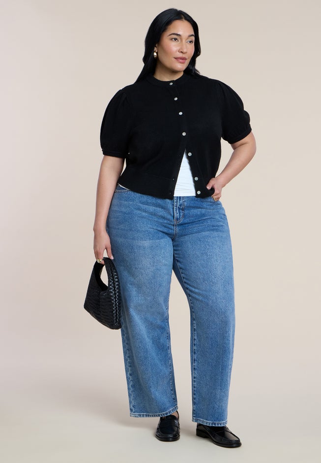Puff Sleeve Cropped Cardigan image number 2