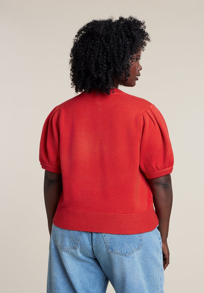 Puff Sleeve Cropped Cardigan image number 1