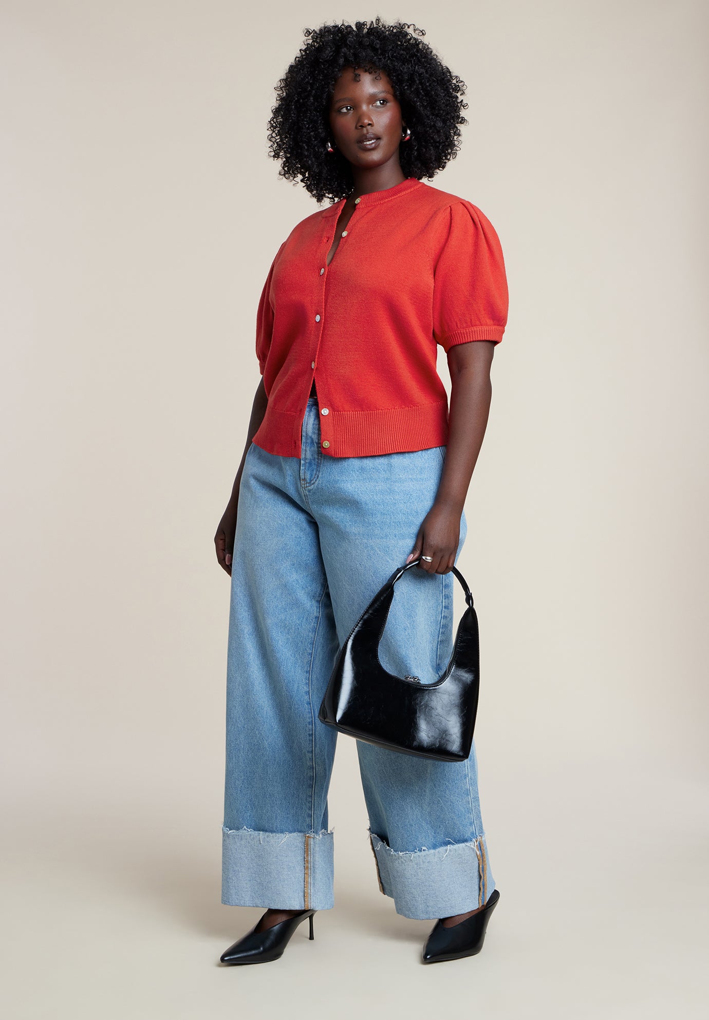 Puff Sleeve Cropped Cardigan image number 2