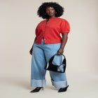 Puff Sleeve Cropped Cardigan image number 2