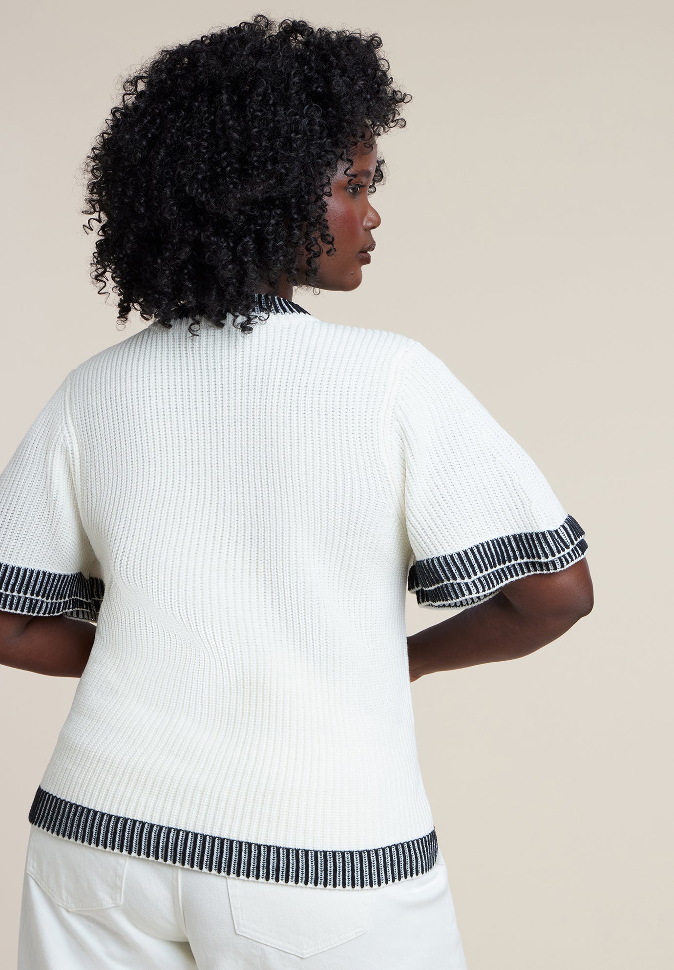 Stripe Detail Short Sleeve Sweater image number 1