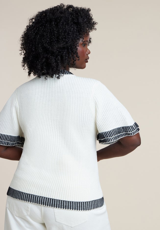 Stripe Detail Short Sleeve Sweater image number 1