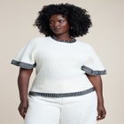 Stripe Detail Short Sleeve Sweater image number null
