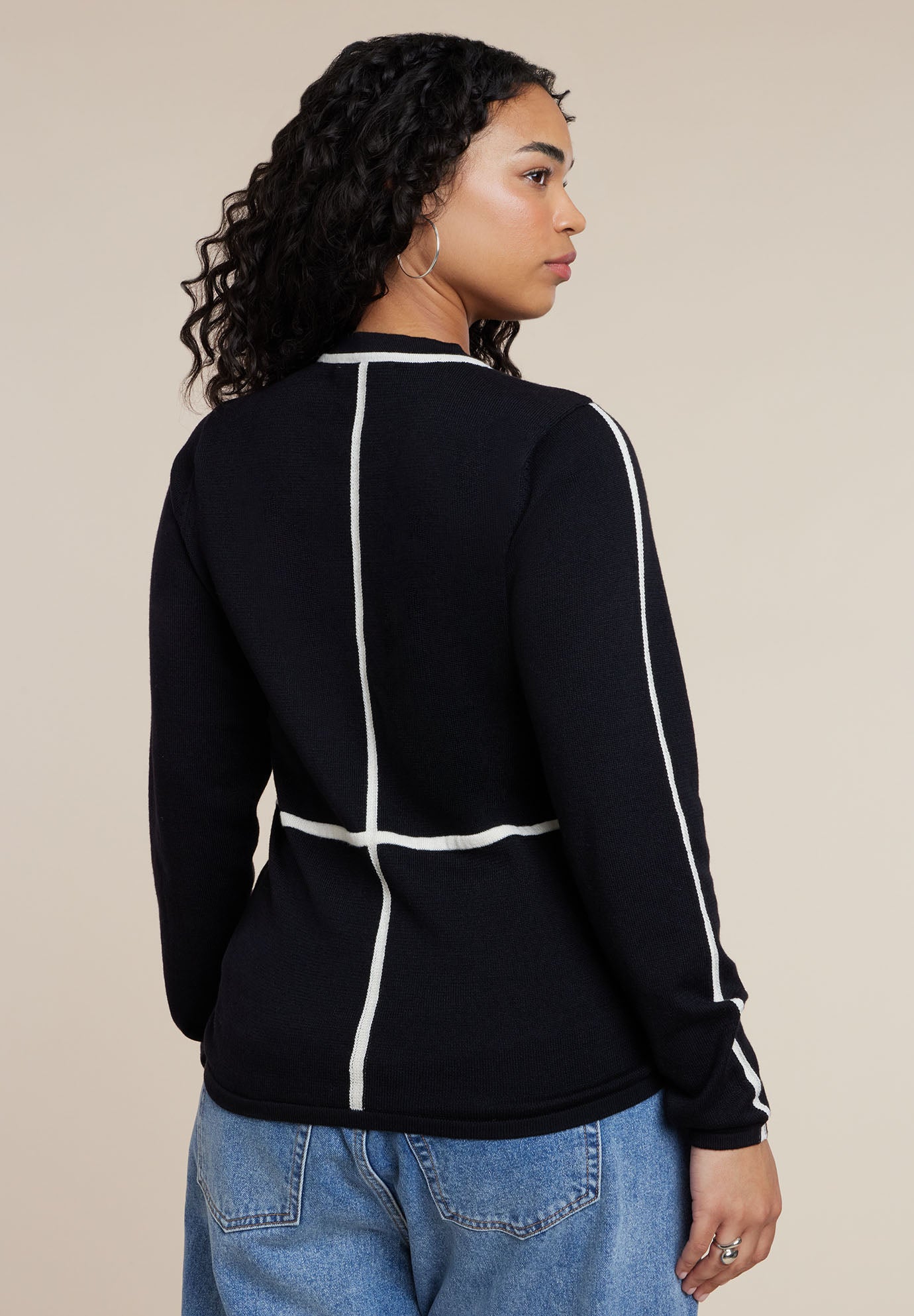 Contrast Line Detail Turtleneck Sweater image number 1