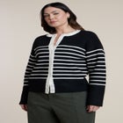 Striped Crewneck Cardigan image number null