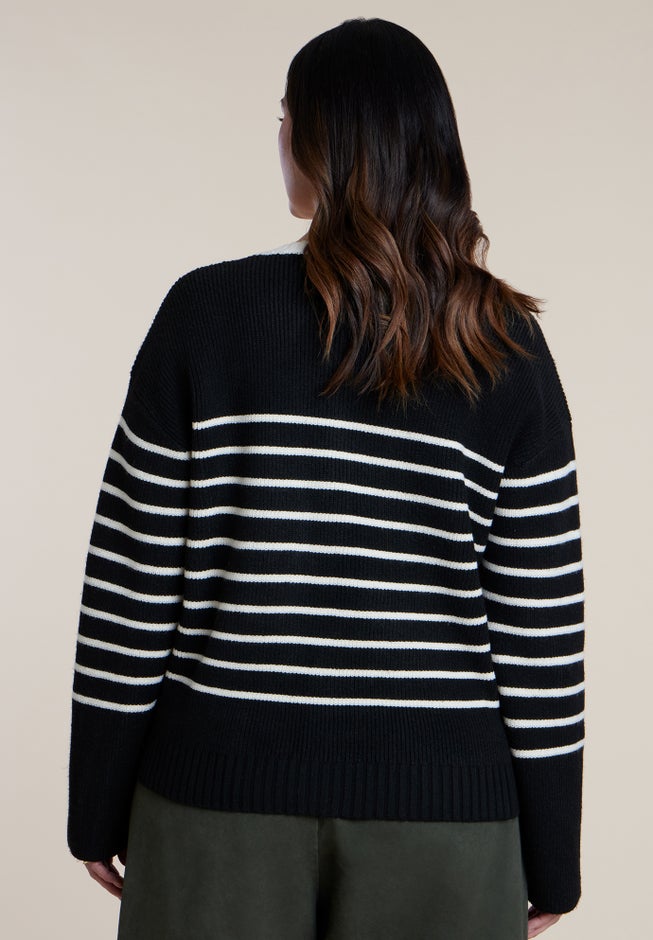 Striped Crewneck Cardigan image number 2