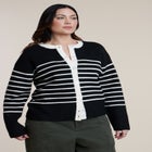 Striped Crewneck Cardigan image number null