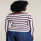 Striped Wrap Front Cropped Sweater image number null
